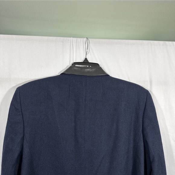 NEW $138 Foxcroft [ 16 ] Wool Faux Leather Trim Two-Button Blazer in Navy‎ - Picture 10 of 15